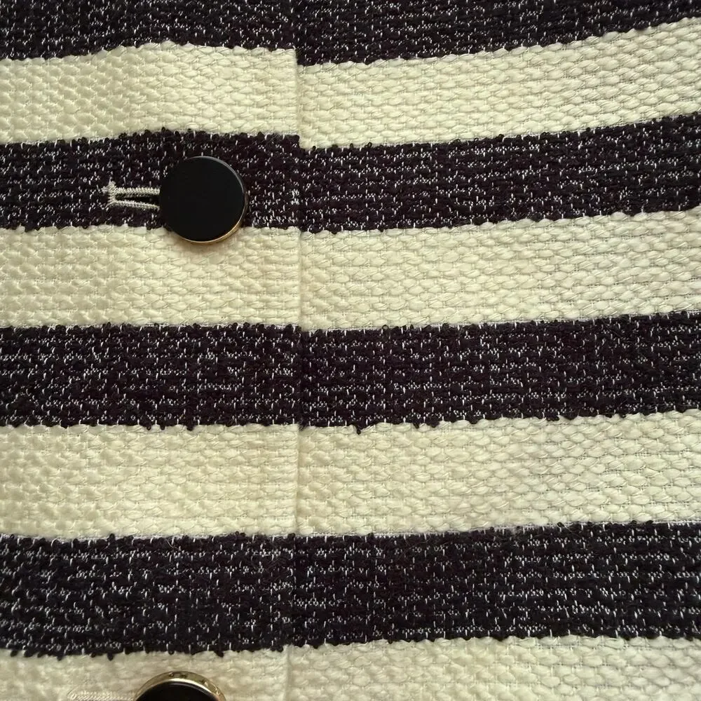 Size 16 Talbots Black and Cream Striped Jacket with 3/4 Sleeves